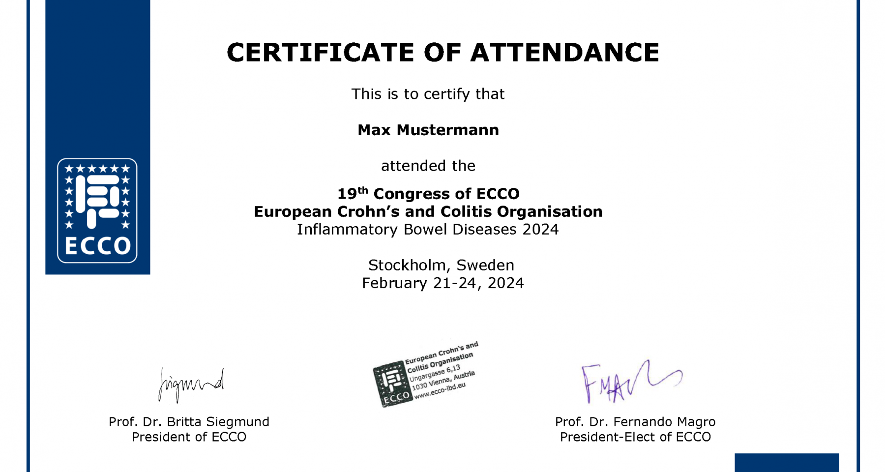 Don't forget to download your ECCO'24 Certificate of attendance